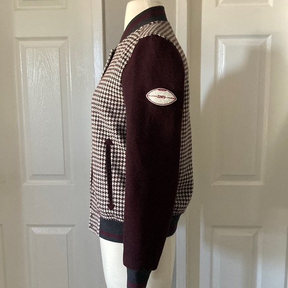 🥀ZARA MAROON CHECKED BOMBER JACKET Size XS - Picture 10 of 14